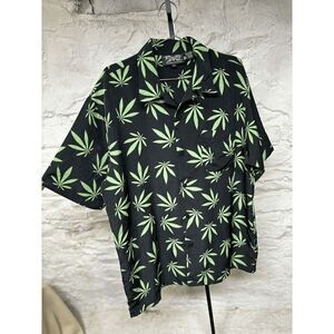 Dragonfly 420 Weed Cannabis Marijuana AOP Loop Collar Shirt Vintage Y2k 90s